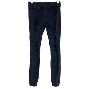 Express‎ mid-rise leggings women 00 black distressed jeans Grunge Goth Thrashed